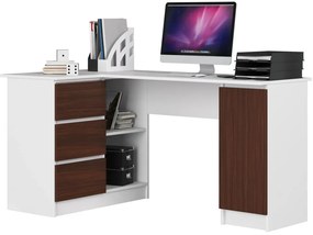 Sarok íróasztal - Akord Furniture - 155 cm - fehér / wenge (bal)