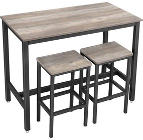 Bárasztal 2 bárszékkel, 120 x 90 x 60 cm, szürke és fekete