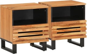 vidaXL 2 db tömör akácfa éjjeliszekrény 40 x 34 x 46 cm