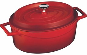 LAVA Metal Öntöttvas ovális edény, piros, 4,8 l,átmérő 29 cm