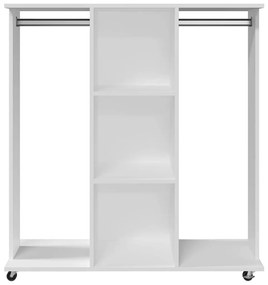 fehér szerelt fa ruhásszekrény kerékkel 102 x 38 x 110 cm