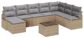 vidaXL Kanapé Szett párnával 9 pcs Bézs polirattan