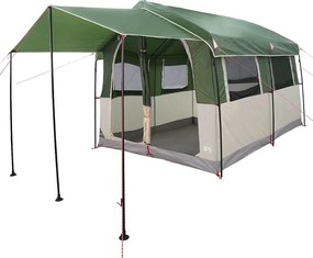 vidaXL Családi sátor 4 személyes Zöld és Fehér 324 x 255 x 230 cm