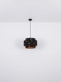 Globo 15448H1 Függeszték fém fekete váz, fekete-arany textil ernyővel, akril -kristály dekor gyöngyökkel. Ø:400, M:1400, fényforrás nélkül 1xE27 60W 230V
