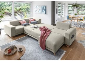 Bézs kinyitható-tárolóhelyes sarokkanapé (bal oldali-U alakú) Classy Sophie – Miuform