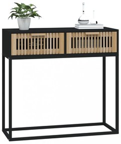 fekete szerelt fa és vas tálalóasztal 80 x 30 x 75 cm