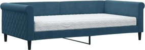 vidaXL kék bársony heverő matraccal 100 x 200 cm