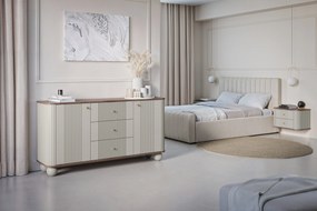 Vesper függő éjjeliszekrény készlet 56 cm - kasmír / diófa / arany fogantyúk