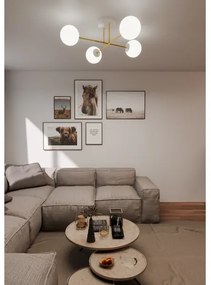 Csillár rúdon  MAGNUM 4xE14/10W/230V fehér/arany