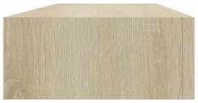 2 db tölgyszínű MDF falra szerelhető fiókos polc 60x23,5x10 cm