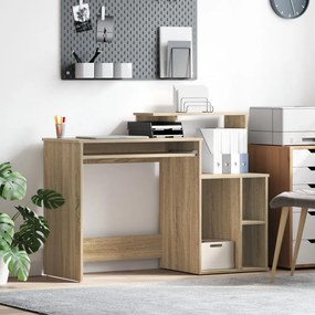 vidaXL Íróasztal Tárolóval Sonoma tölgy 120,5x44x88,5 cm Szerelt fa