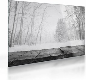 Üveg kép - Fából készült móló télen (70x50 cm)