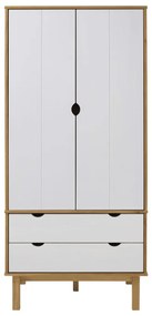 OTTA barna és fehér tömör fenyőfa gardrób 76,5 x 53 x 172 cm