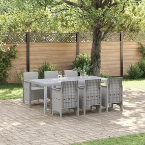 7 Részes Kerti Étkező Garnitúra Világosszürke Poly Rattan