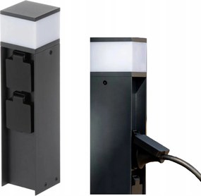 Álló Kerti Világító Oszlop Schuko Dasten aljzatokkal 30cm Fekete