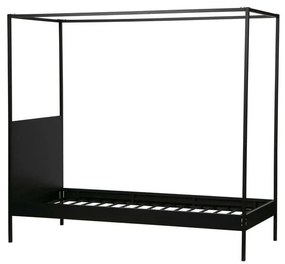 Fekete fém egyszemélyes ágy ágyráccsal 90x200 cm Dani – WOOOD