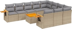 vidaXL 11 részes bézs polyrattan kerti ülőgarnitúra párnákkal