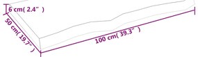 sötétbarna kezelt tömör tölgyfa asztallap 100x50x(2-6) cm