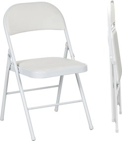 HOMCOM 2 db Összecsukható Szék Háttámlával és Acél Vázkal, Nappalira, Irodába, Tanulmányhoz 45x46x78 cm Fehér | Aosom