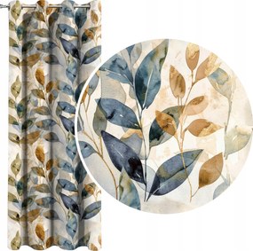 Velúr sötétítő függöny velúr Levelek tengeri bézs 140x250 cm