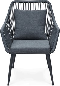 Kerti bútor szett 1+2, szolár világítással, fém, szürke, AZS-L1314 GREY