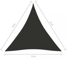 antracitszürke háromszög alakú oxford-szövet napvitorla 6x6x6 m