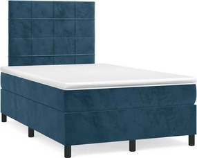vidaXL sötétkék bársony rugós ágy matraccal 120x190 cm