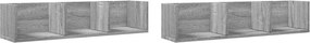 vidaXL 2 db szürke sonoma színű szerelt fa faliszekrény 75x18x16,5 cm