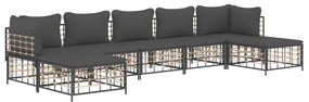 7 részes antracitszürke polyrattan kerti ülőgarnitúra párnákkal