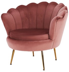 Fotel Art-deco stílusban, rózsaszín Velvet anyag/gold króm-arany, NOBLIN