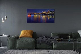 Canvas képek Varsó város éjszaka folyó híd 120x60 cm
