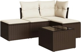 vidaXL 5 részes barna polyrattan kerti ülőgarnitúra párnával