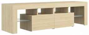 sonoma tölgy színű TV-szekrény LED-lámpákkal 140 x 36,5 x 40 cm