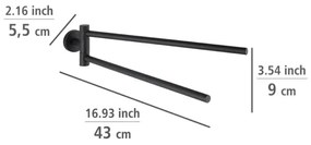 WENKO 24238100-törölközőtartó BOSIO BLACK 5,5x43 cm rozsdamentes acél/ezüst