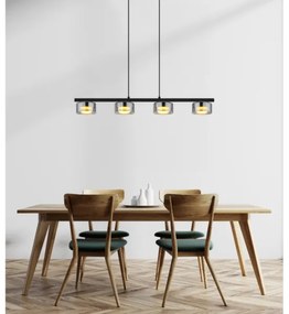 Globo 16055-4HS - LED Csillár zsinóron HIGGINS 4xGX53/6W/230V füstös/fekete