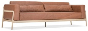 Fawn konyakbarna kanapé bivalybőrből, tömör tölgyfa szerkezettel, 240 cm - Gazzda