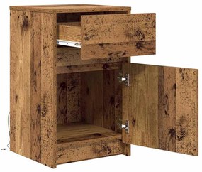 LED Éjjeli Szekrény fiókkal Régi fa 38 x 34 x 61 cm Faanyag