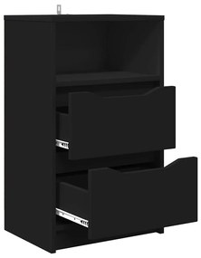 vidaXL Éjjeliszekrények fiókkal 2 pcs Fekete 40 x 30 x 467 cm Faanyag