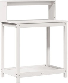 vidaXL fehér tömör fenyőfa ültetőasztal polccal 82,5 x 50 x 109,5 cm