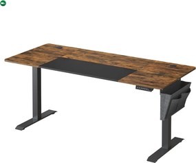 Elektromosan állítható magasságú íróasztal rusztikus barna/fekete 160x70 cm