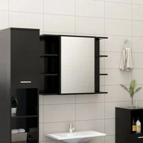 Fekete forgácslap fürdőszobai tükör 80 x 20,5 x 64 cm