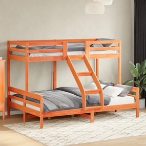 viaszbarna tömör fenyőfa emeletes ágy 90 x 200/140 x 200 cm