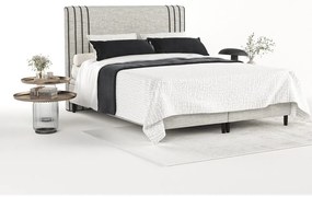 Világosszürke kárpitozott ágyneműtartós franciaágy 160x200 cm Musca – Maison de Rêve