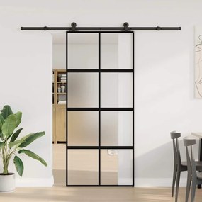 tolóajtó vasalattal 90x205 cm edzett üveg és alumínium szett