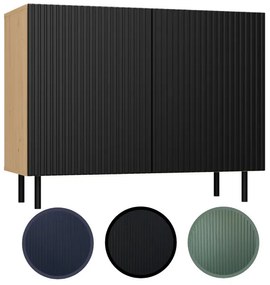 MIX Kama 2 komód (egyenes mintázat), tölgy-fekete