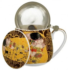 Klimt A Csók porcelán teás bögre szűrővel díszdobozban 430 ml Black