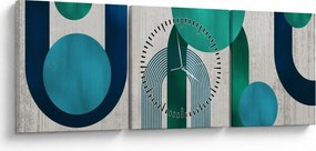 Kép - Vonalak és kör alakzatok (órával) (90x30 cm)