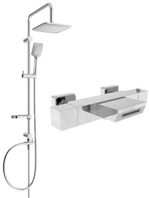 Mexen Sven fürdőzuhany garnitúra esőzuhannyal és fürdő termosztatikus csapteleppel Cube, króm, 77360262-00