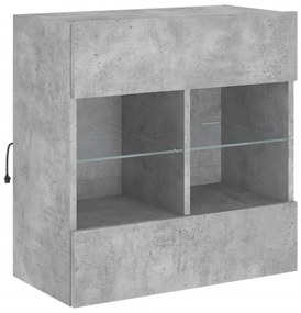 betonszürke falra szerelhető TV-szekrény LED-del 58,5x30x60,5cm