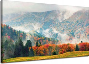 Vászonkép Hegy Erdők Rétek Felhők Természet 120x70 cm